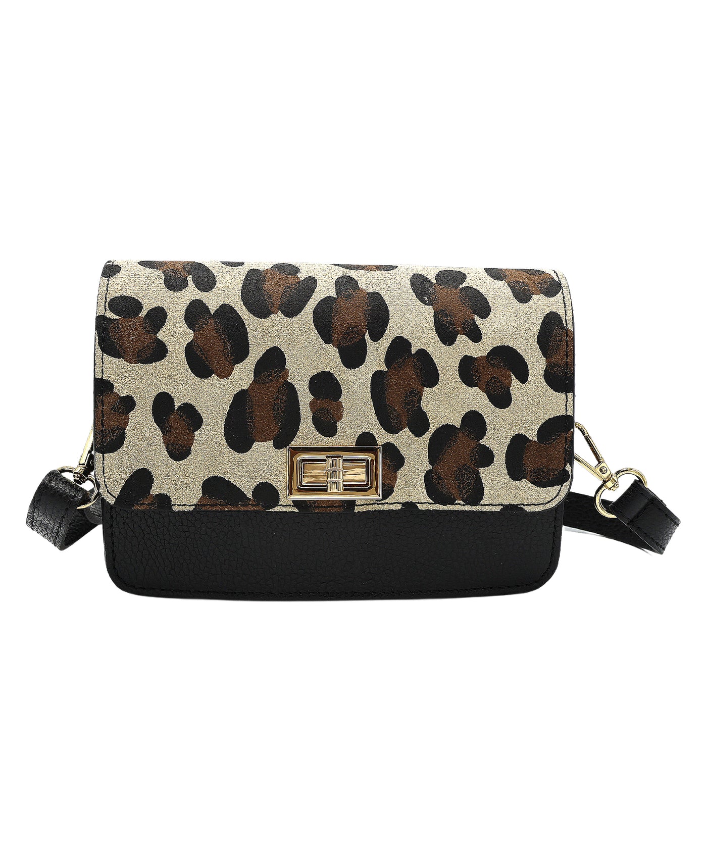 Leather Leopard Print Crossbody Bag view 1