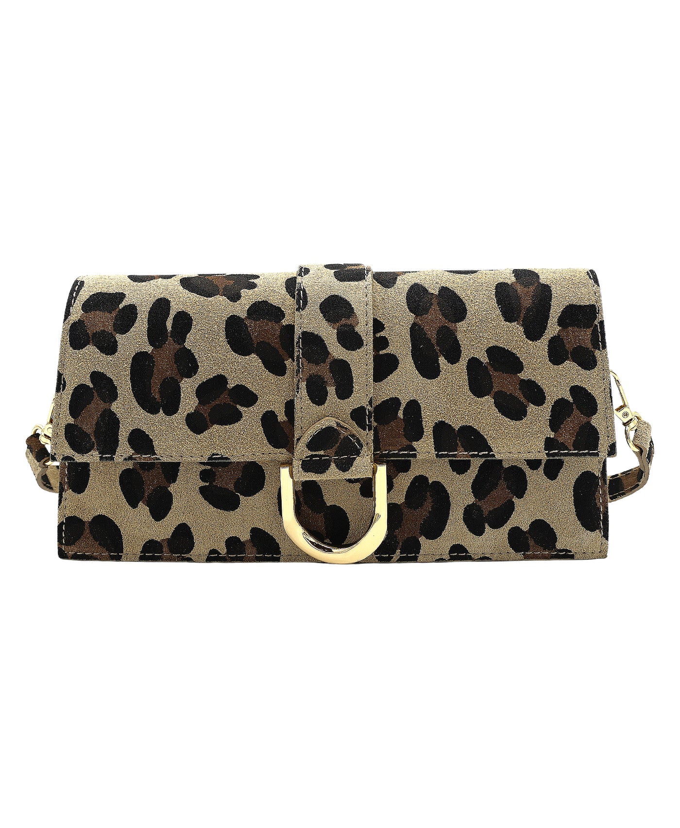 Leather Leopard Print Shoulder Bag view 1