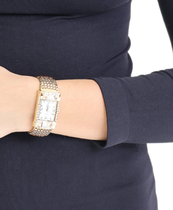 Rectangle Cuff Watch w/ Genuine Crystals view 