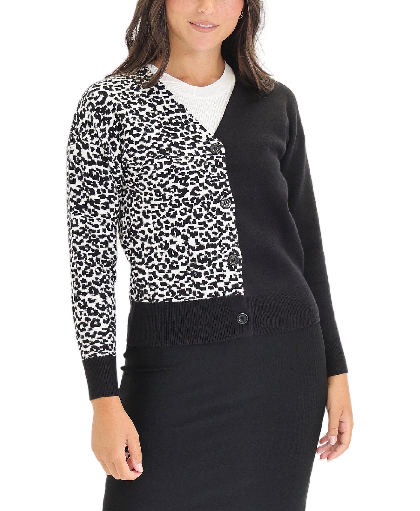 Animal Print Cardigan Sweater view 1