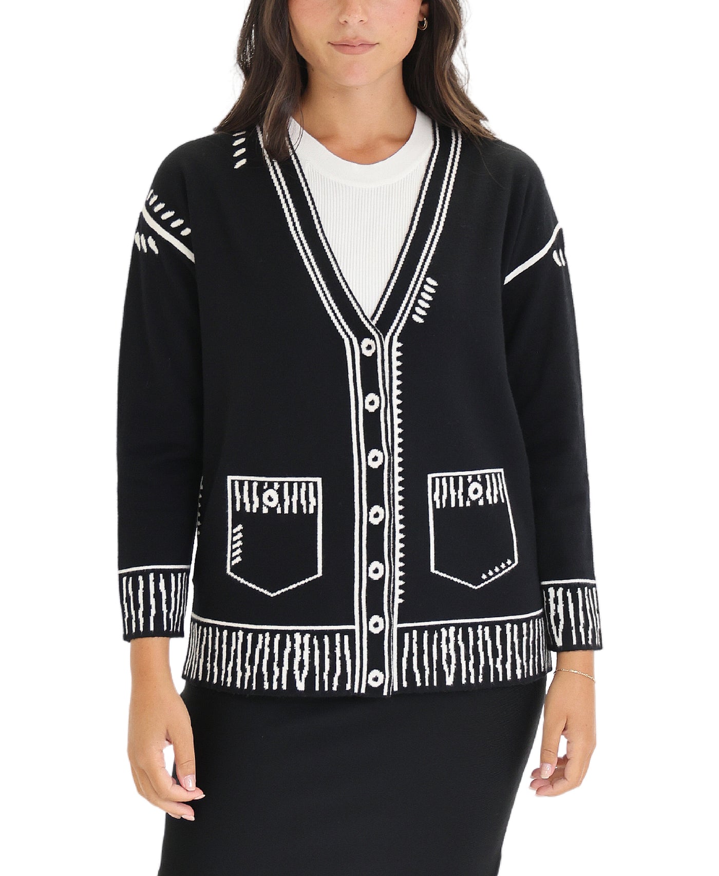 Print Cardigan Sweater view 1