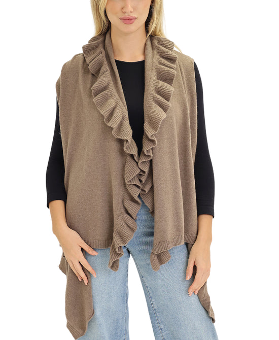 Cashmere Knit Vest w/ Ruffles view 