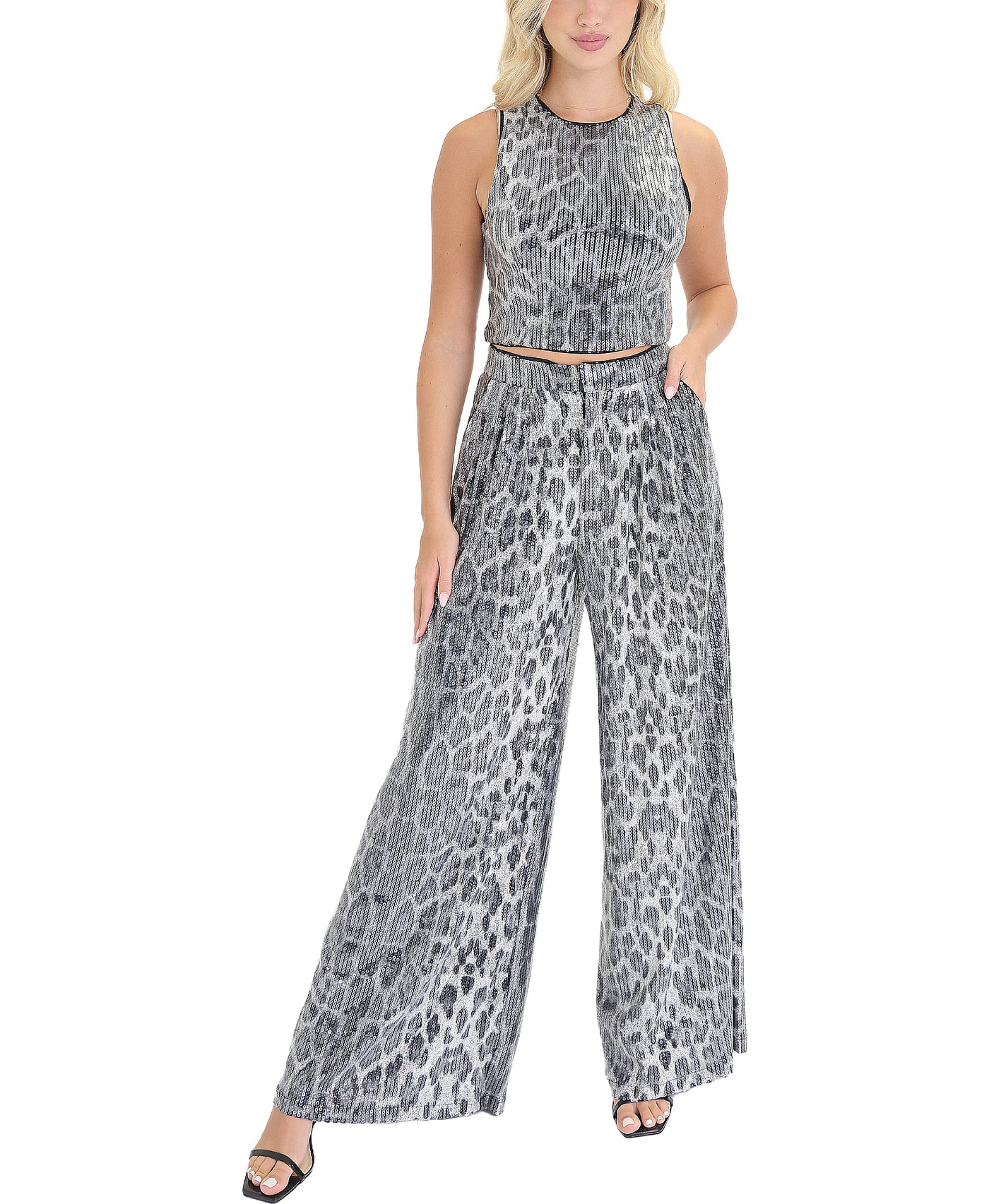 Leopard Sequin Top & Pant Set- 2 Pc Set view 1