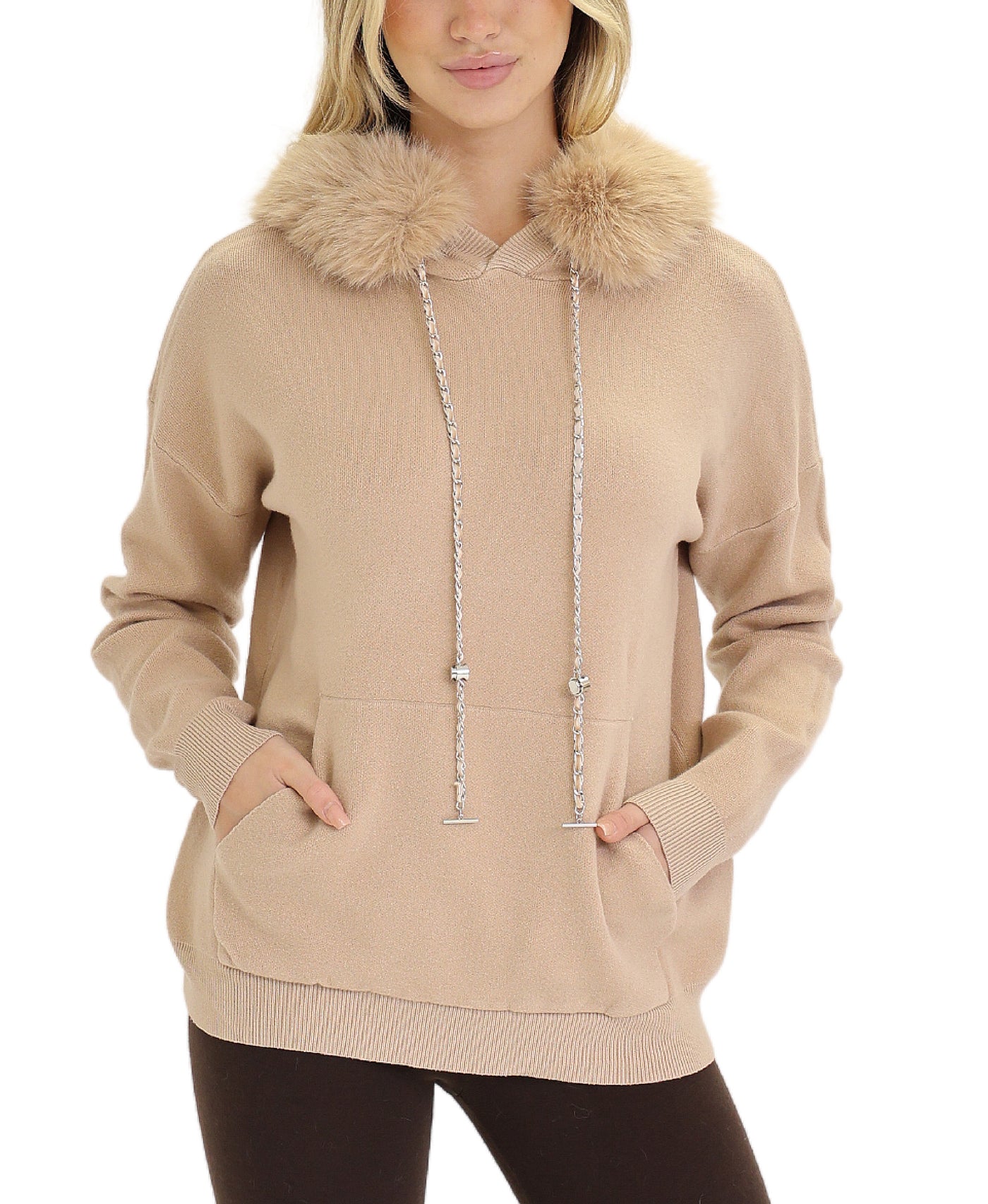 Hoodie Sweater w/ Faux Fur Trim view 1