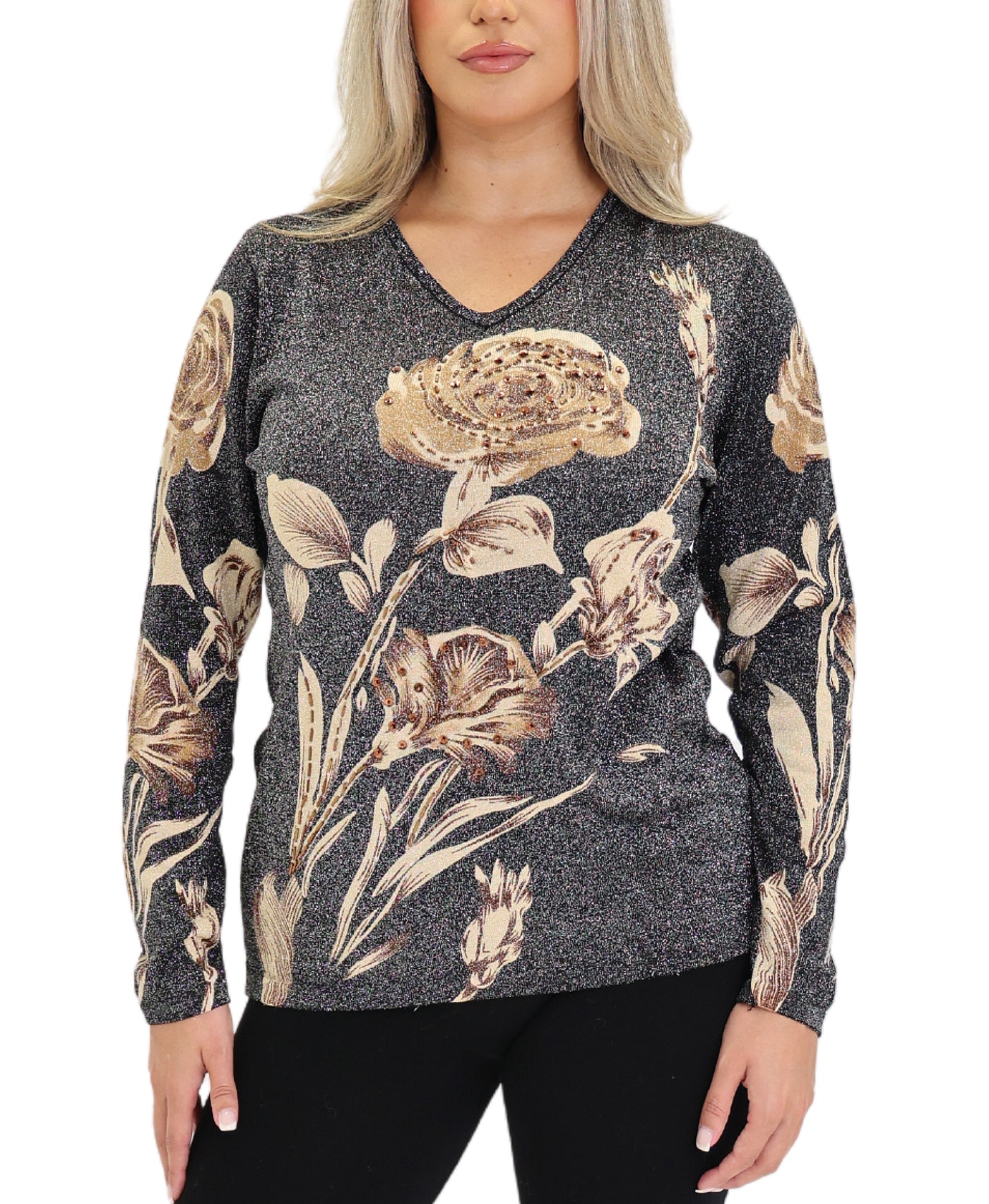 Flower Printed Shimmer Blouse view 1