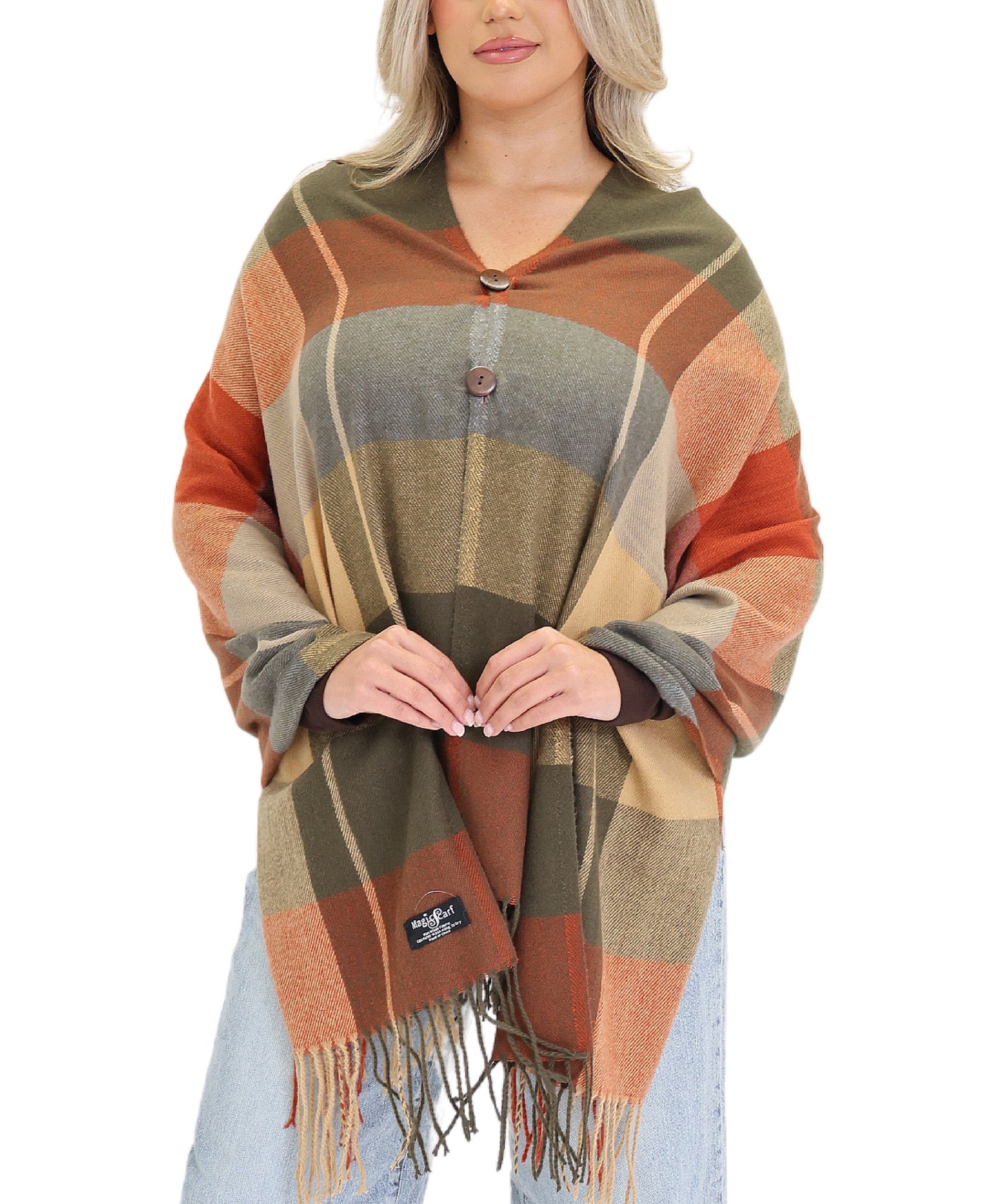 Plaid Print Poncho/Shawl view 1