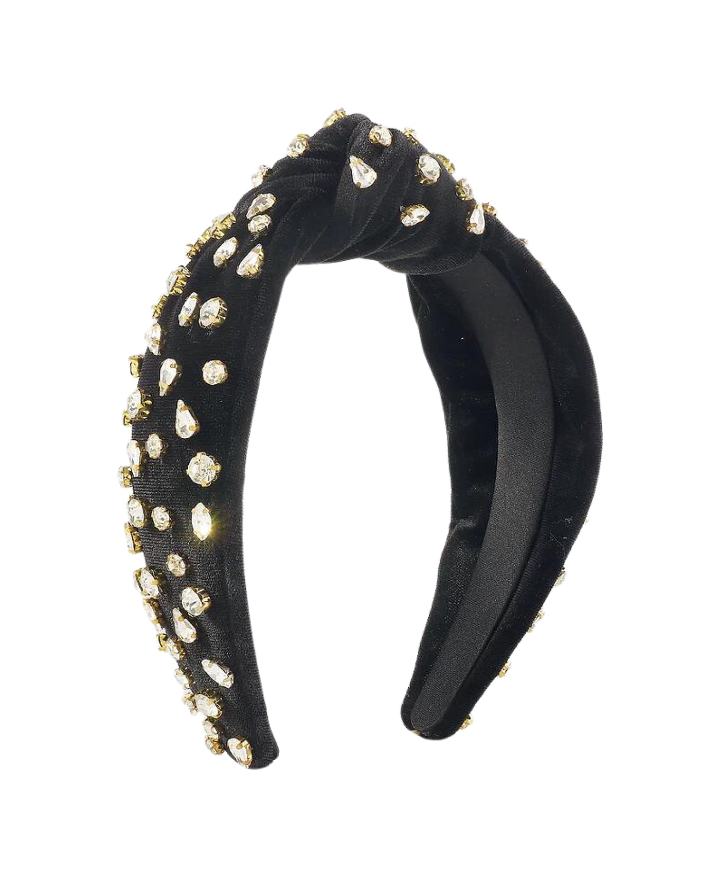 Velvet Knotted Headband w/ Rhinestones view 1