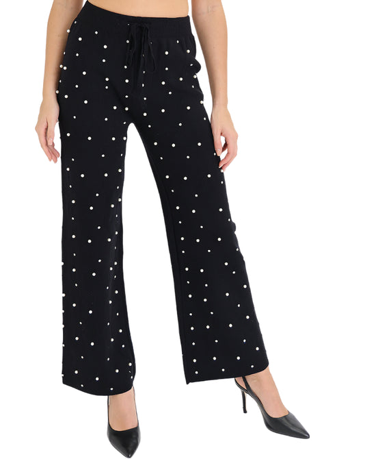 Knit Pants w/ Pearls & Rhinestones view 