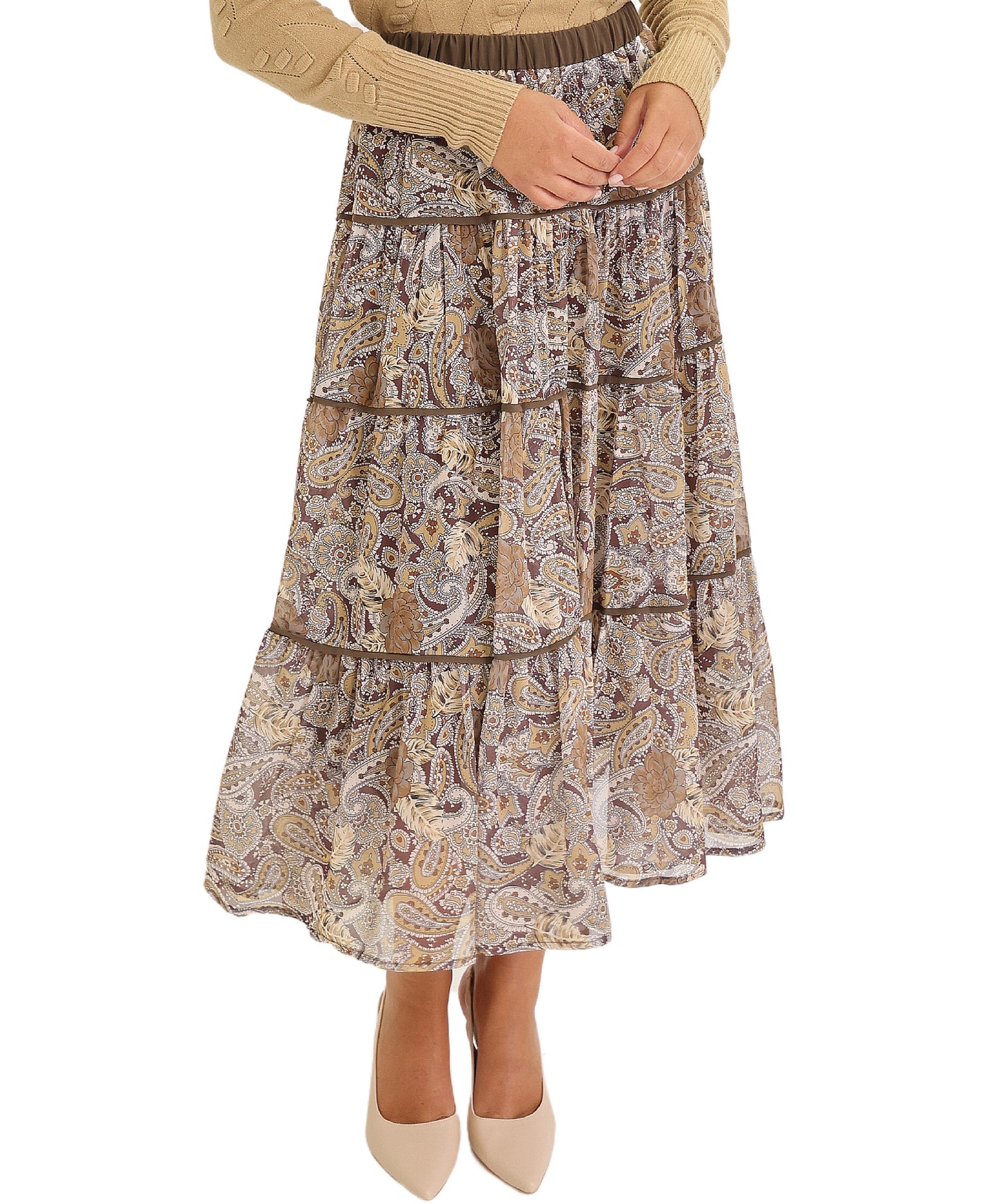 Paisley Print Midi Skirt view 1