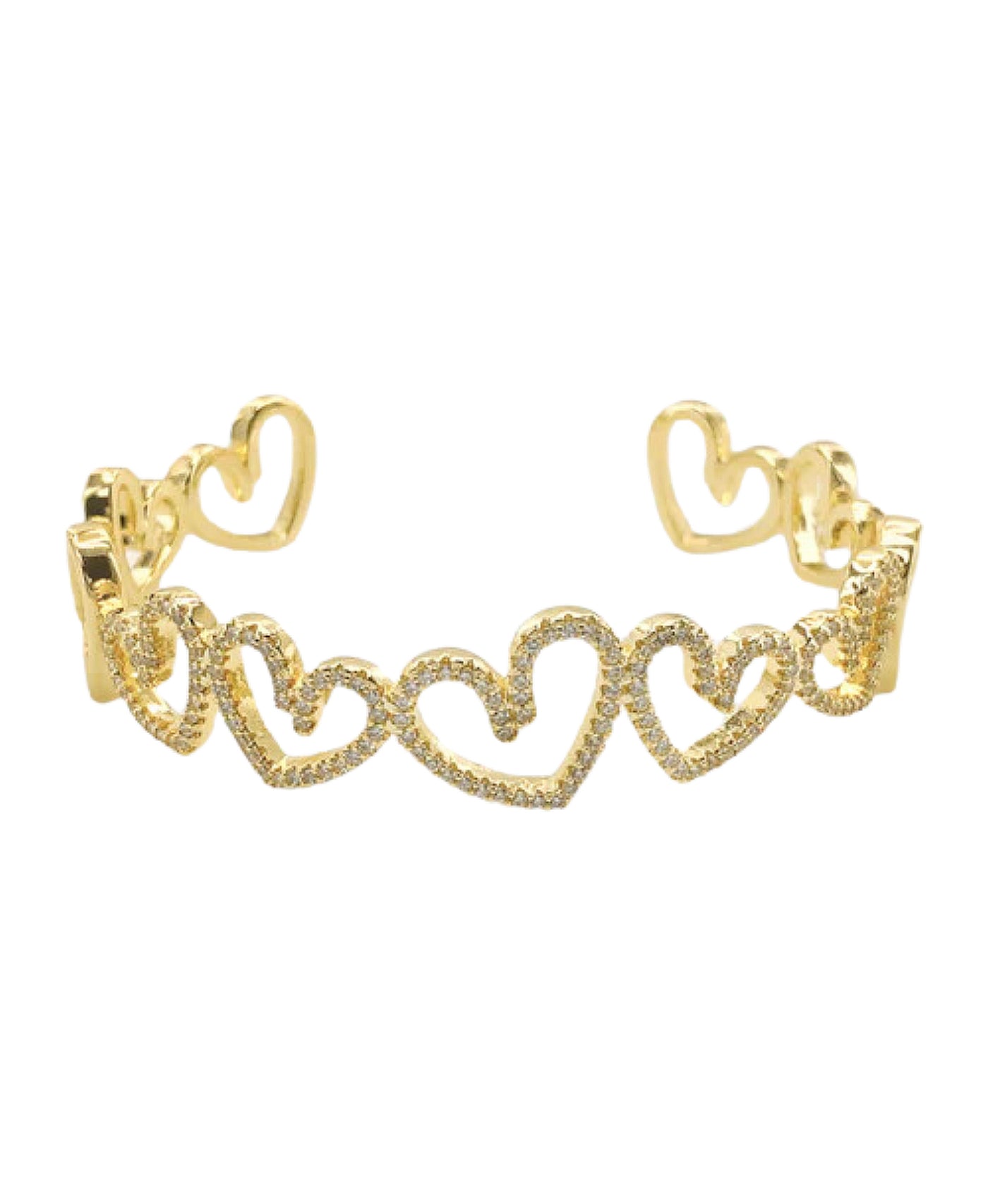 CZ Heart Cuff Bracelet view 1