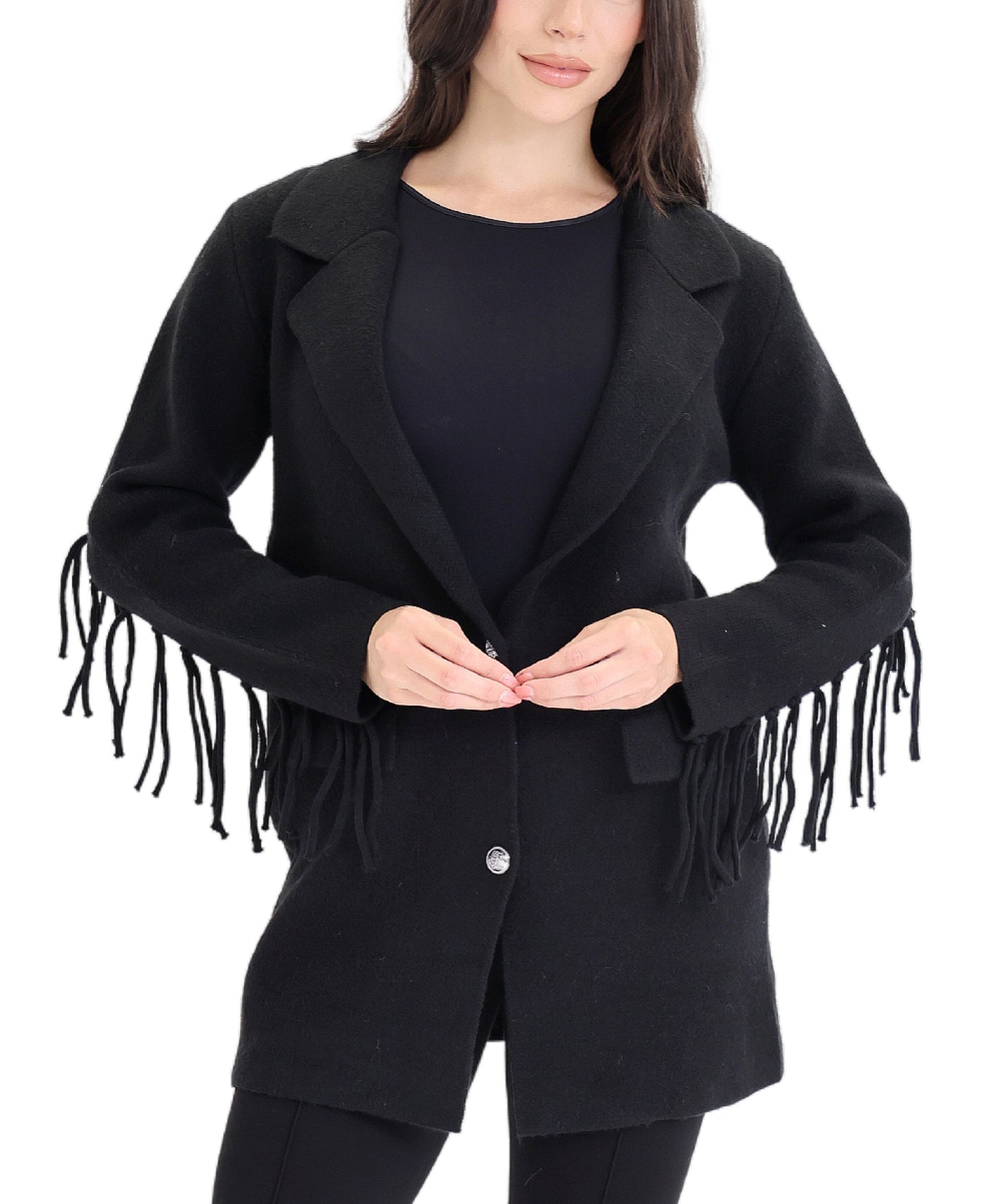 Knit Blazer w/ Fringe view 1