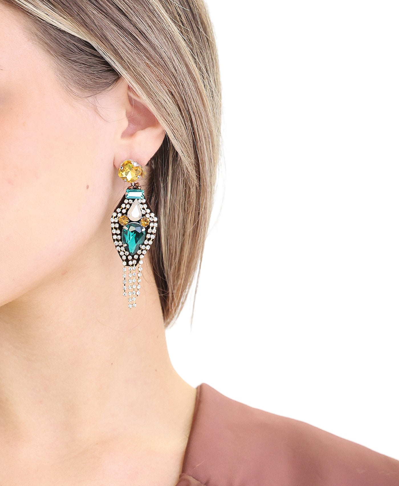 Crystal Fringe Drop Earrings view 1