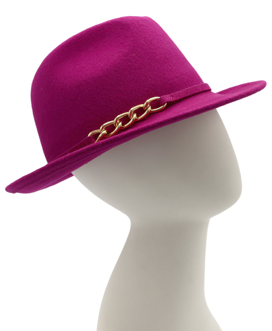 Wool Fedora Hat w/ Chain view 