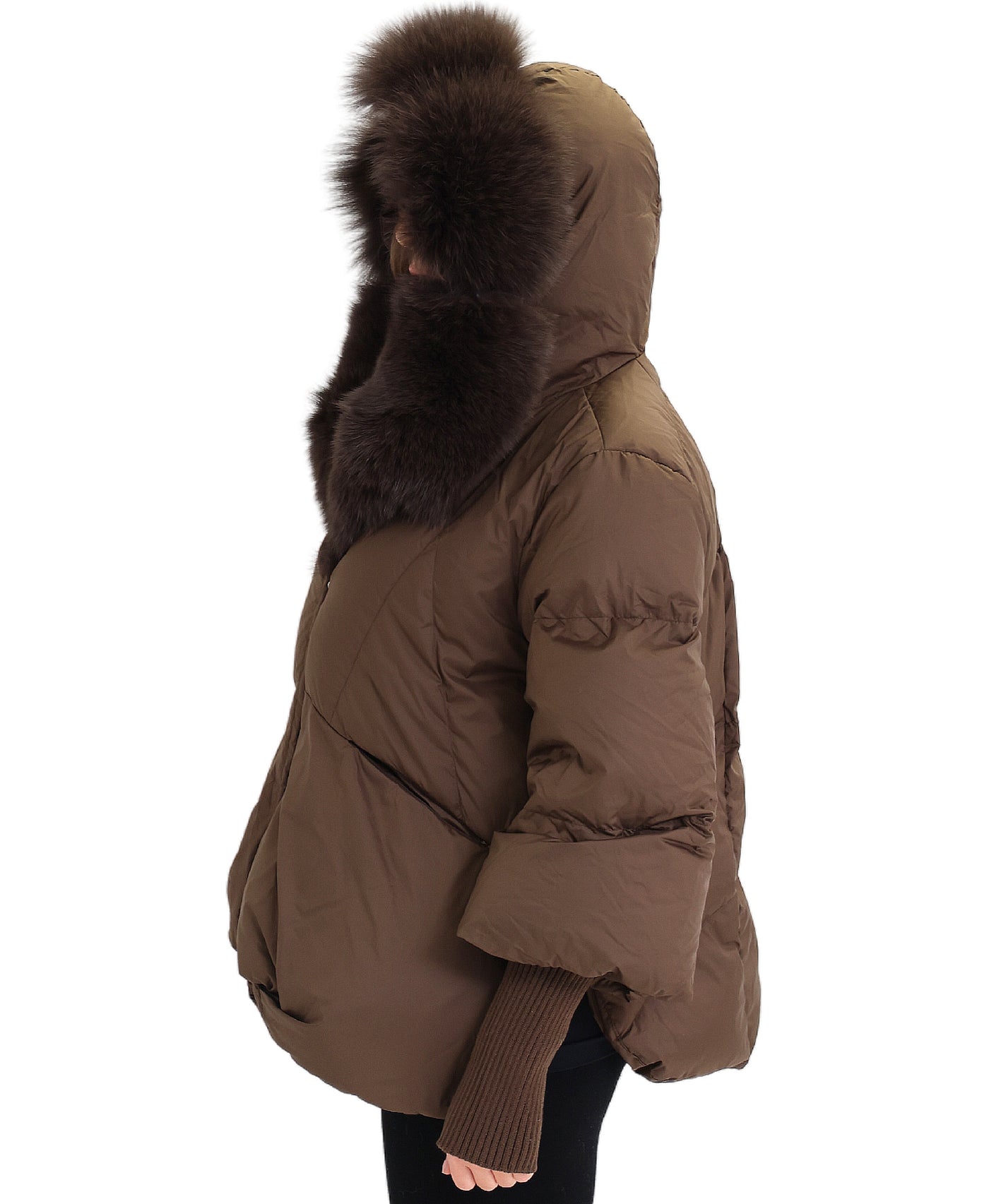 Down Puffer Jacket w/ Fox Fur Trim view 2