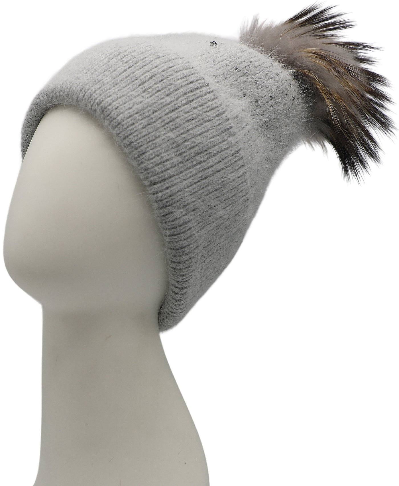 Crystal Knit Hat w/ Fur Pom view 1