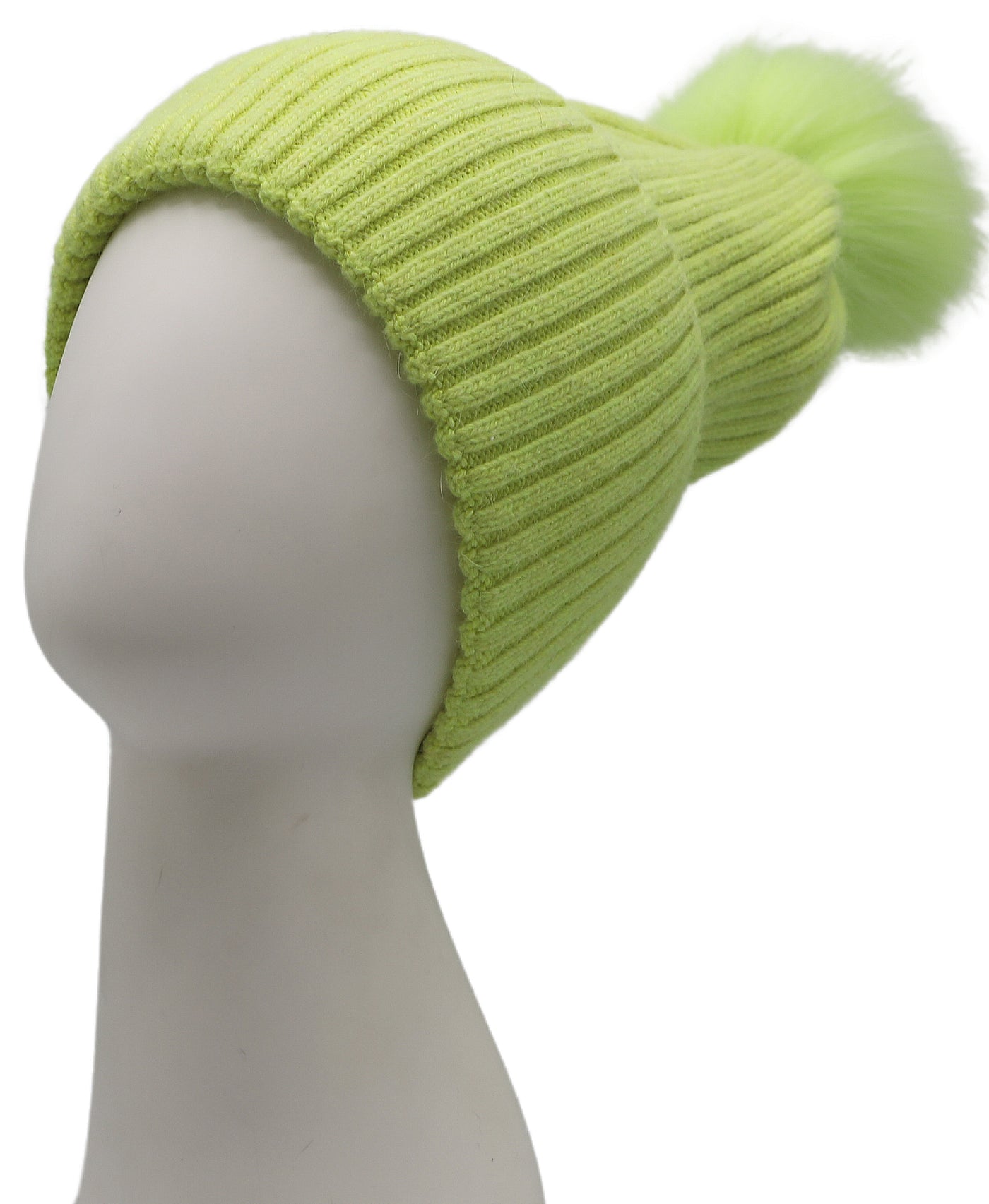 Knit Ribbed Hat w/ Fur Pom view 1