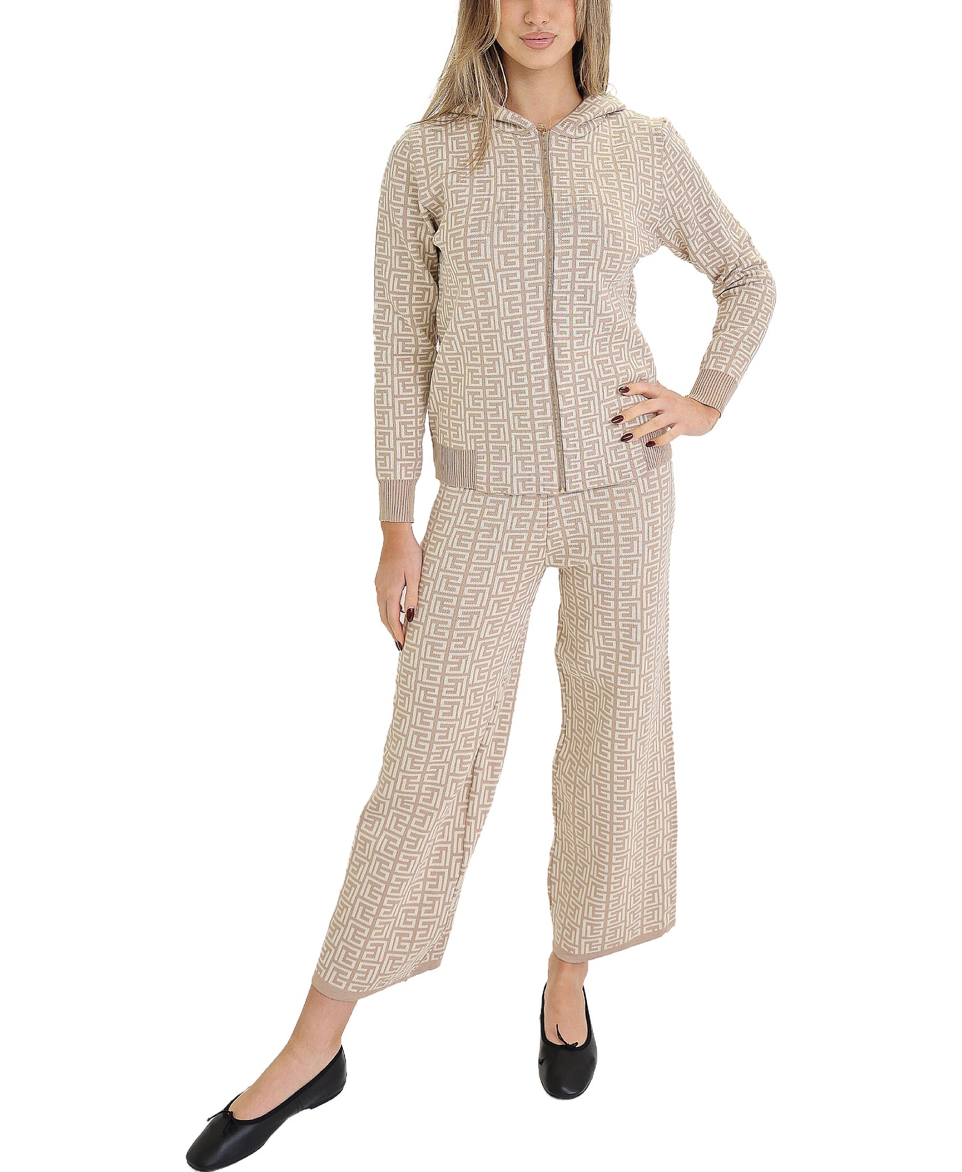 Knit Hoodie & Pant Set- 2 Pc Set view 1