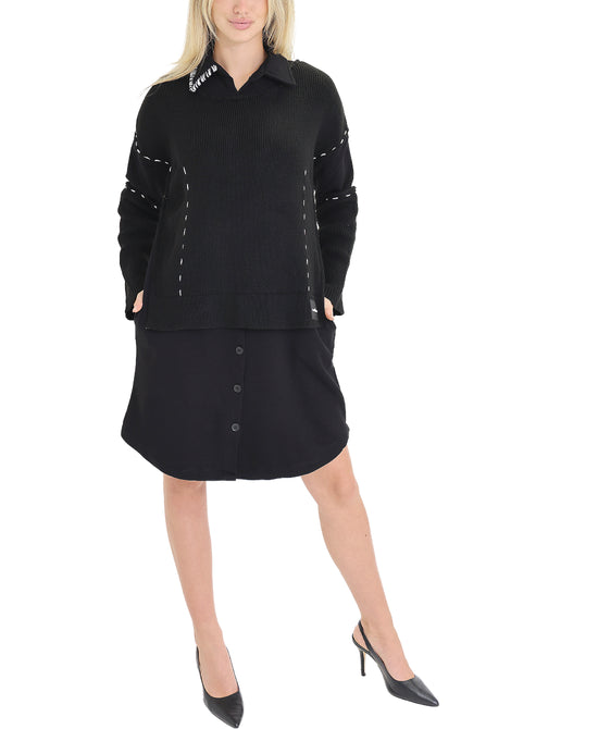 Shirt Dress w/ Knit Detail view 