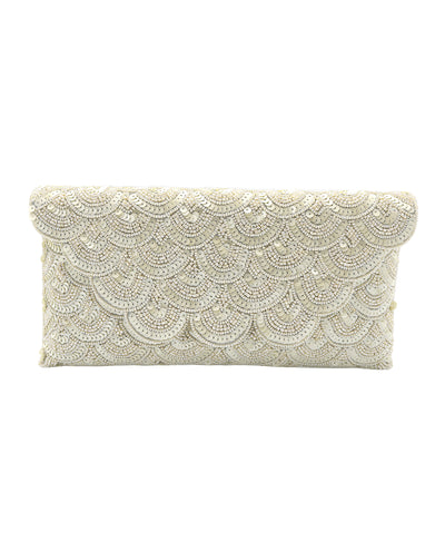 Sequin Scalloped Clutch Bag image 1