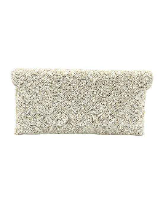 Sequin Scalloped Clutch Bag view 