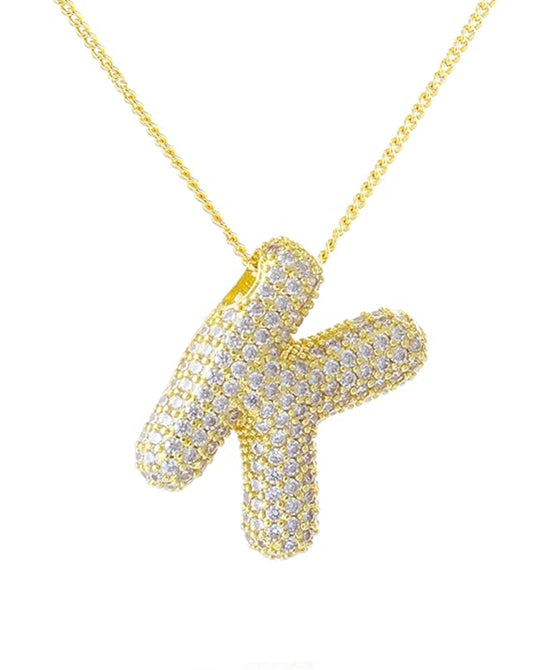 Cubic Zirconia Bubble "K" Necklace view 