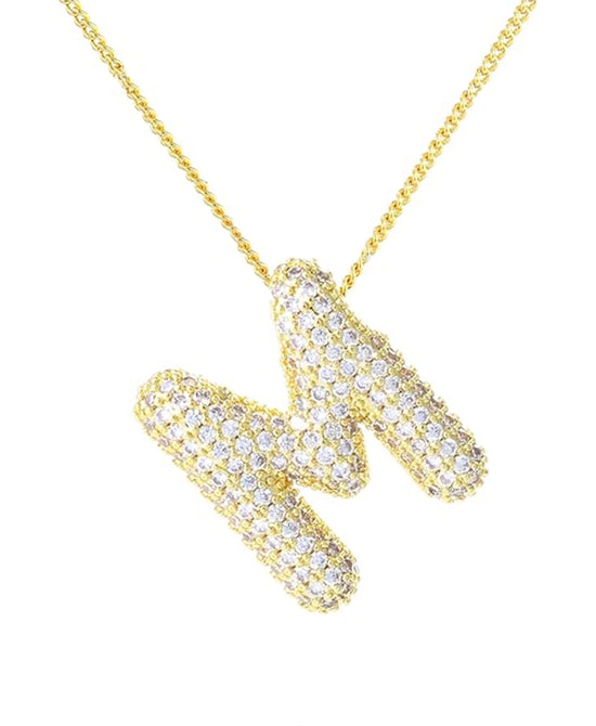 Cubic Zirconia Bubble "M" Necklace view 