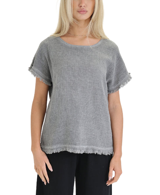 Linen Top w/ Frayed Edges view 