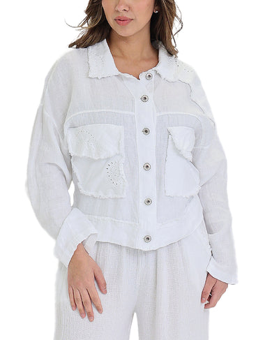 Linen & Eyelet Shirt Jacket image 1