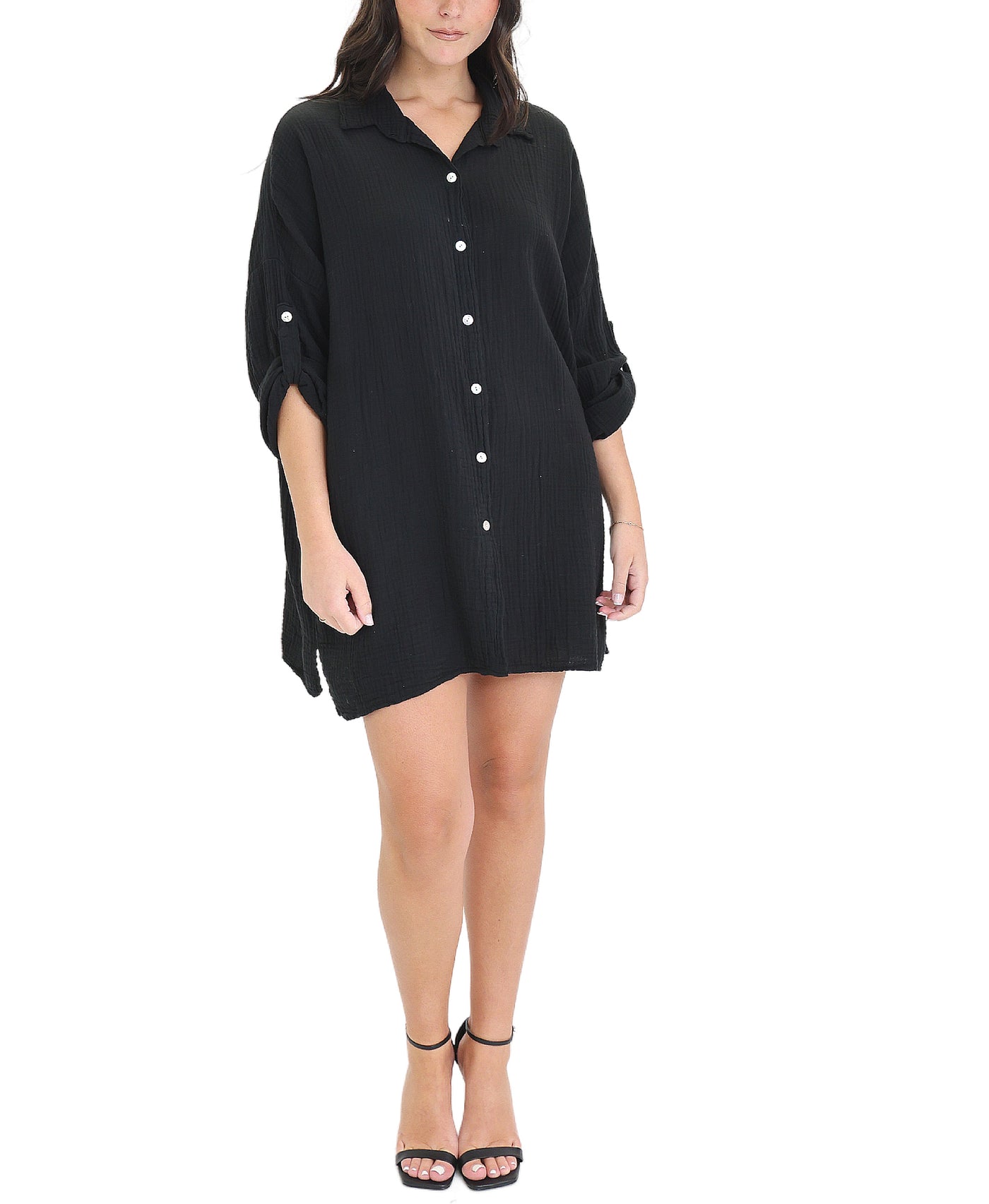 Cotton Textured Shirt Dress view 1