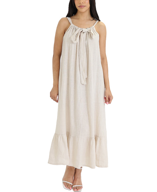 Linen Maxi Dress w/ Ruffle Hem view 