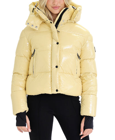 Shiny Puffer Down Crop Jacket image 1