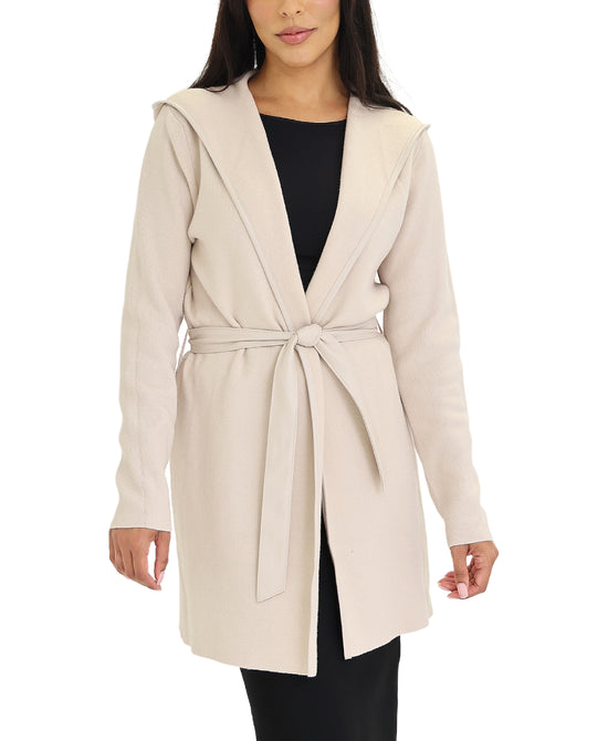 Sweater Coat w/ Faux Leather Trim view 