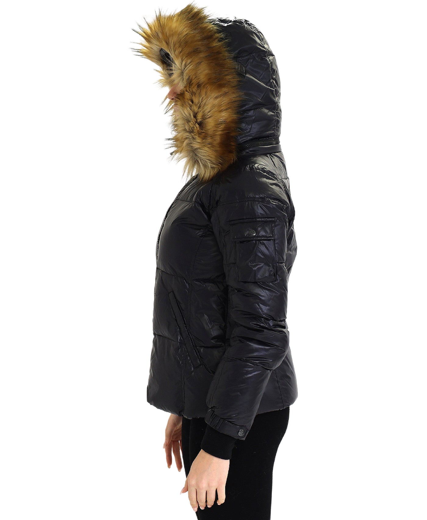 Puffer Jacket w/ Faux Fur Hood view 2