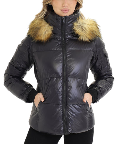 Puffer Jacket w/ Faux Fur Hood image 1