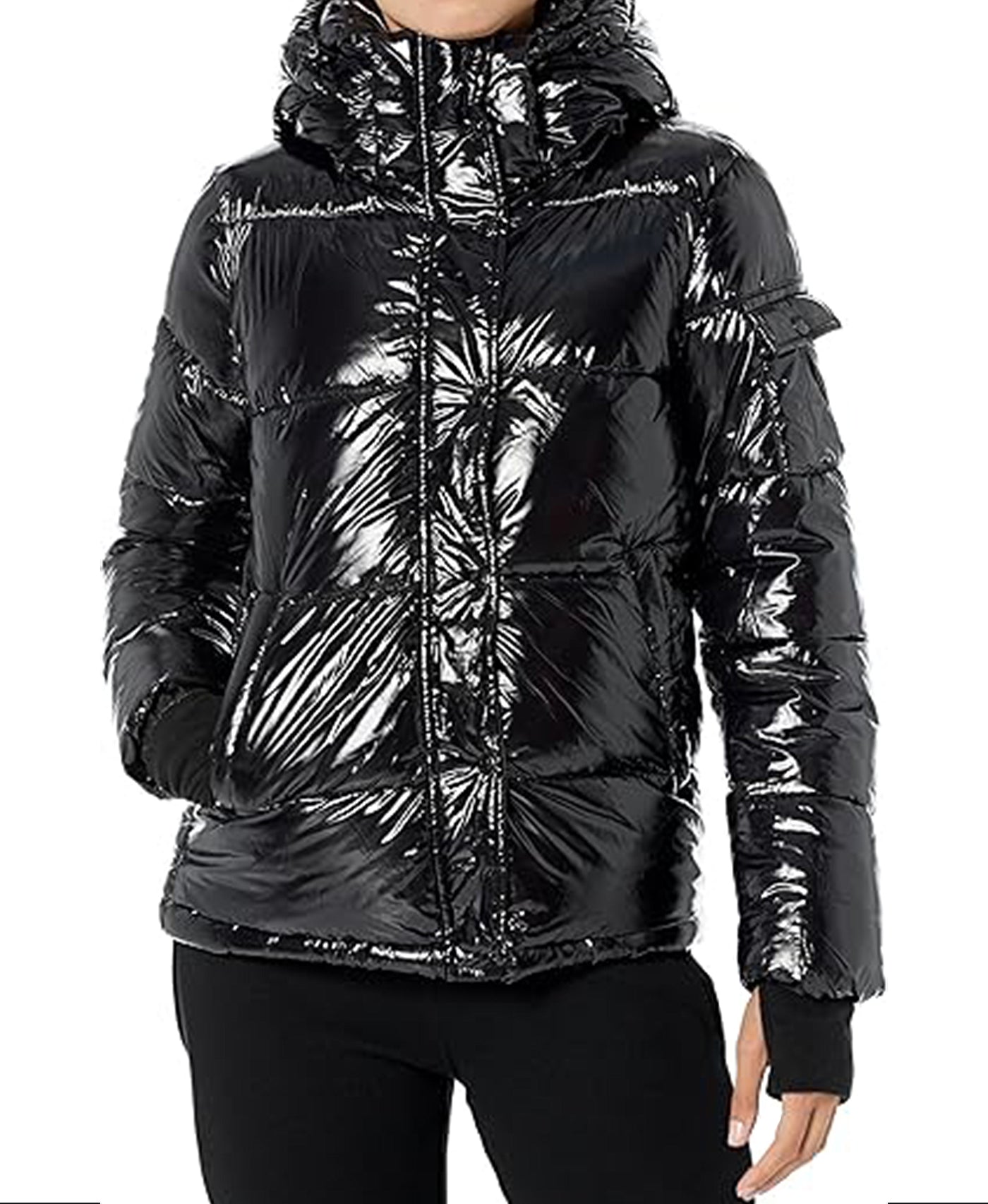 Shiny Puffer Jacket w/ Hood view 1