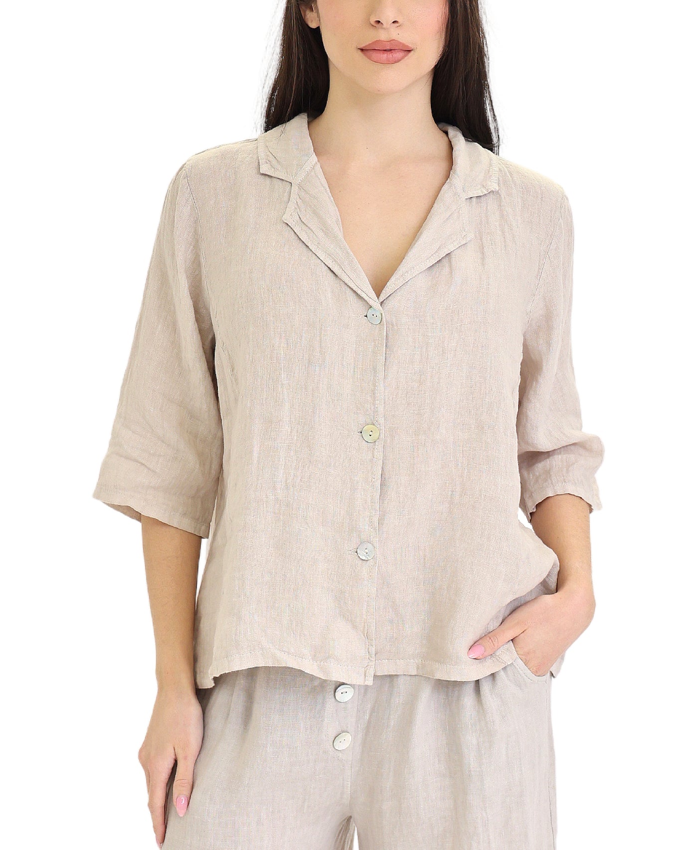 Linen Button Front Shirt