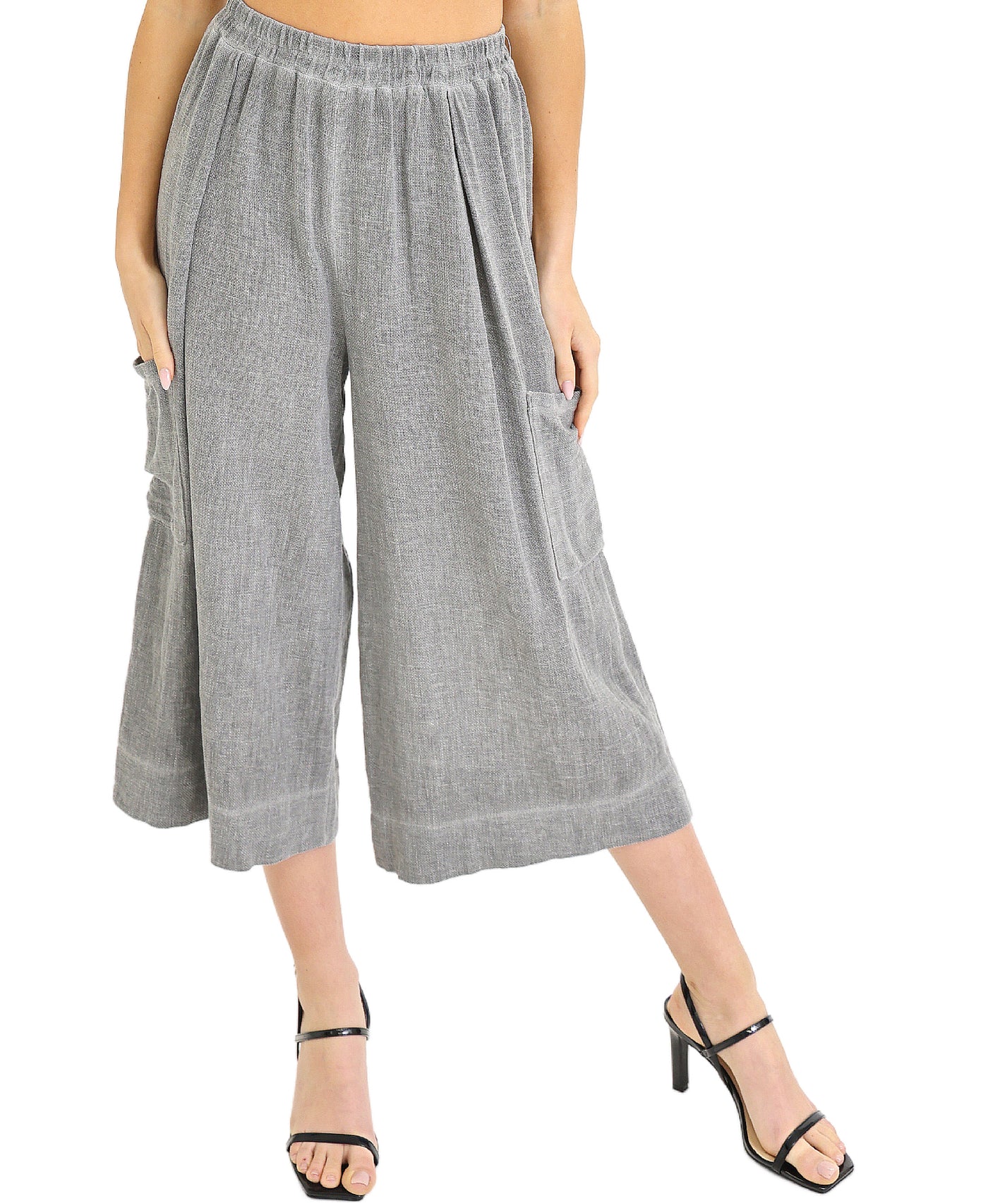 Linen & Cotton Crop Pants view 1