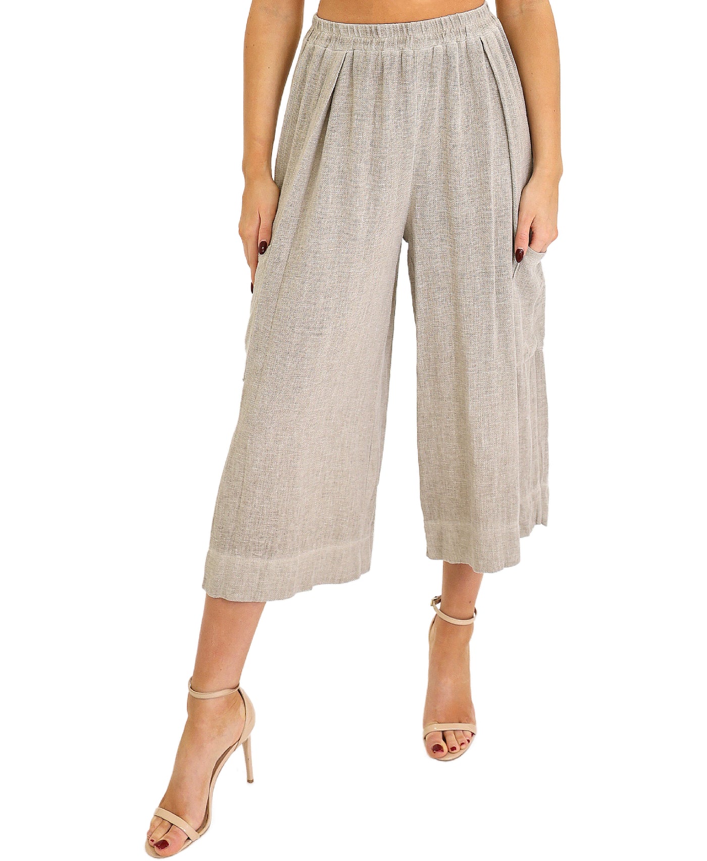 Linen & Cotton Crop Pants view 1