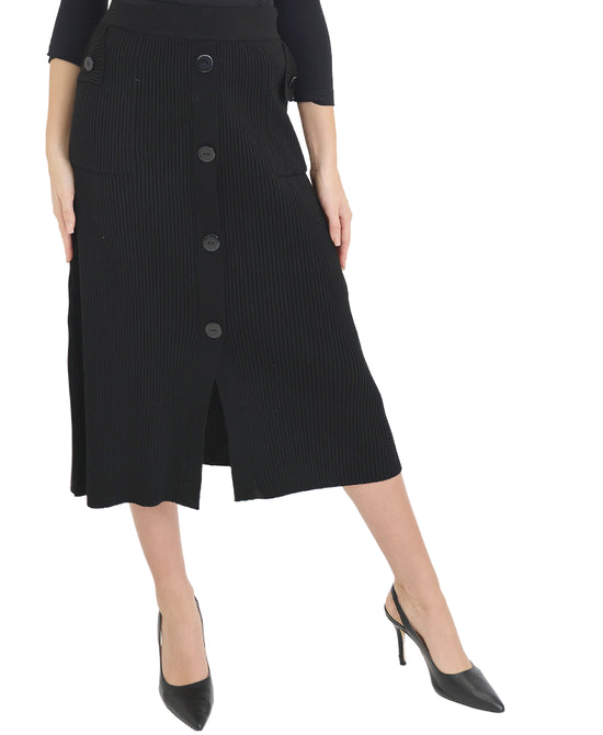 Ribbed Knit Midi Skirt view 