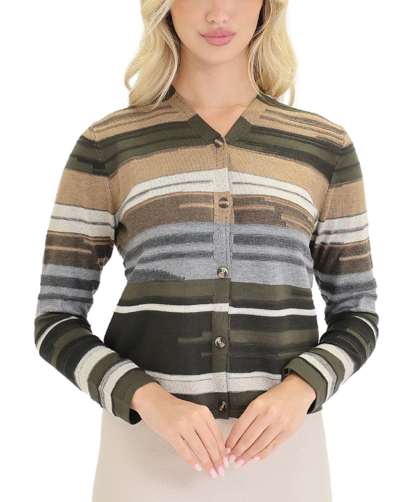 Textured Stripe Cardigan Sweater view 1