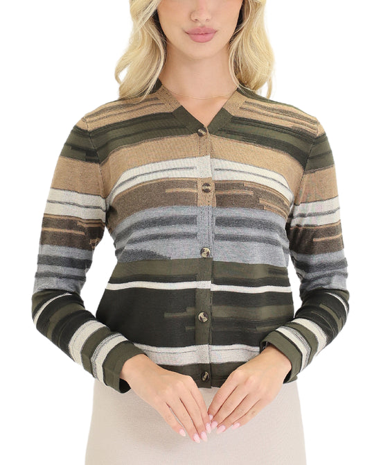 Textured Stripe Cardigan Sweater view 