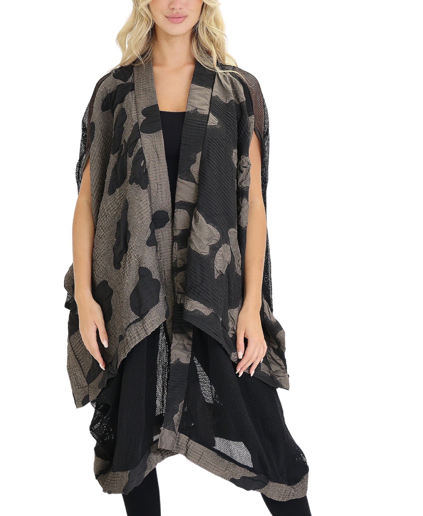 Printed Long Asymmetrical Cardigan view 1