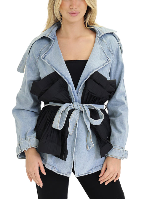 Denim Jacket w/ Ruffle Contrast view 