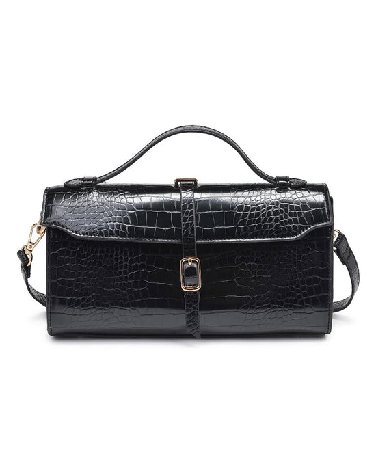 Vegan Leather Crocodile Print Crossbody Bag view 