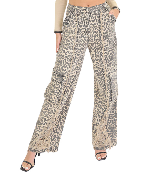 Leopard Cargo Jeans view 