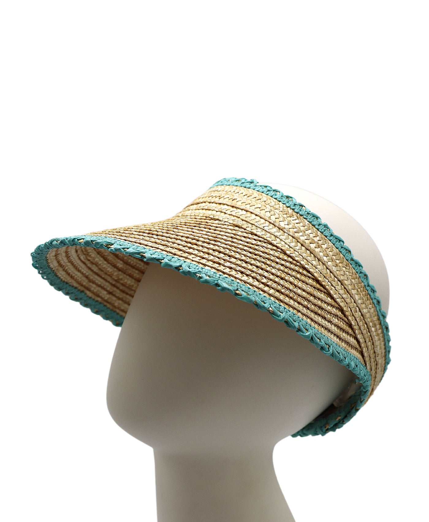 Straw Visor Hat w/ Contrast Trim view 1