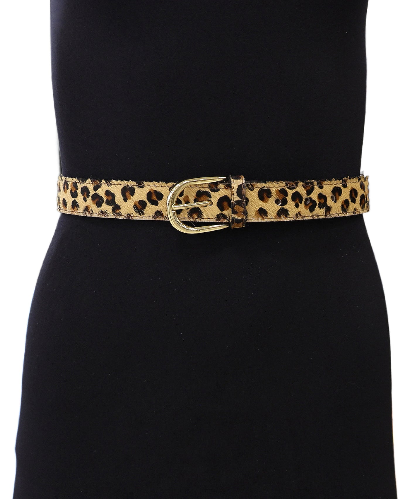 Faux Calf Hair Leopard Buckle Belt view 1