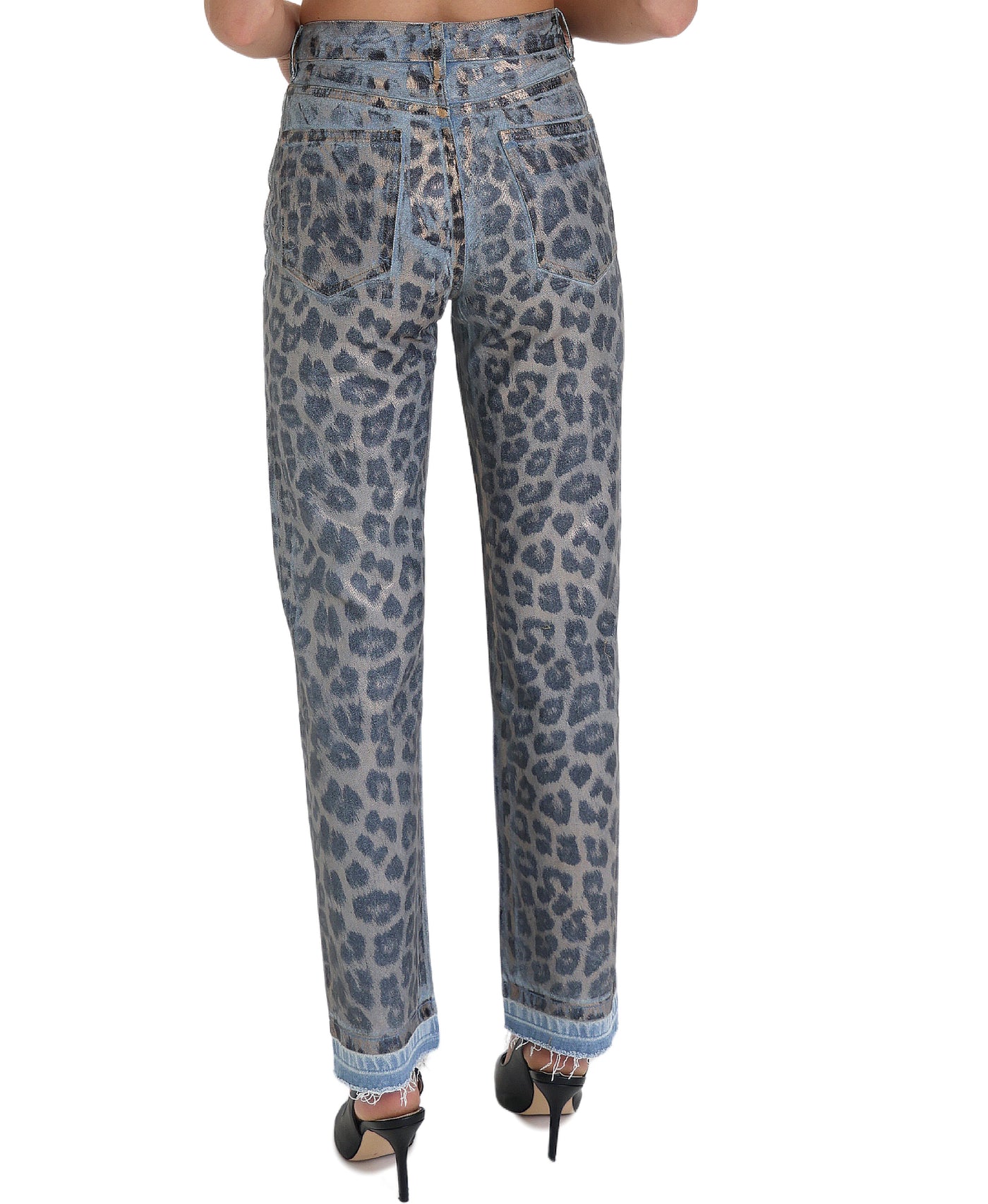 Leopard Print Denim Pants view 2