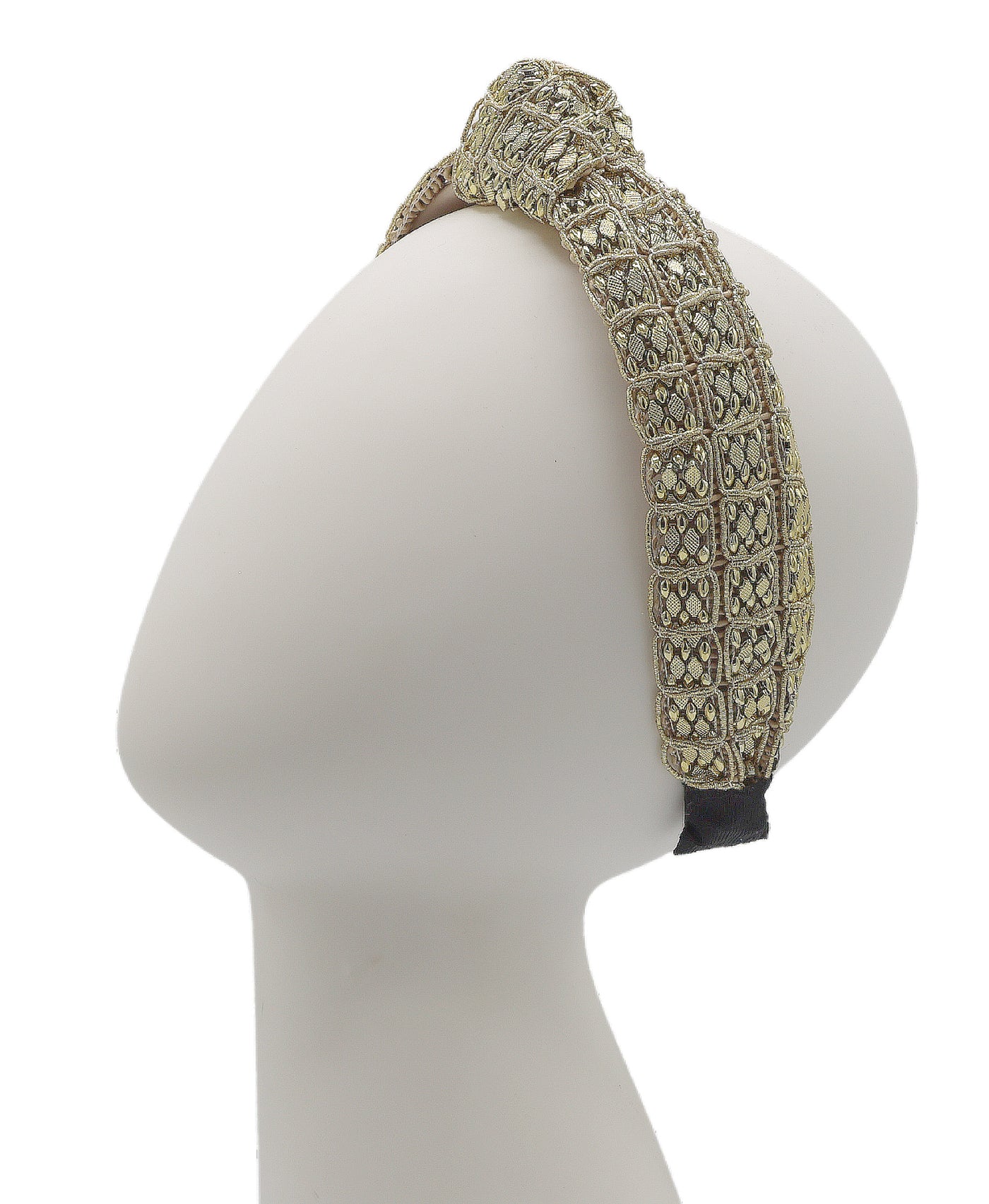 Metallic Knotted Headband w/ Beads view 1