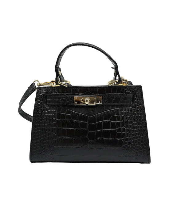 Leather Croc-Embossed Handbag view 